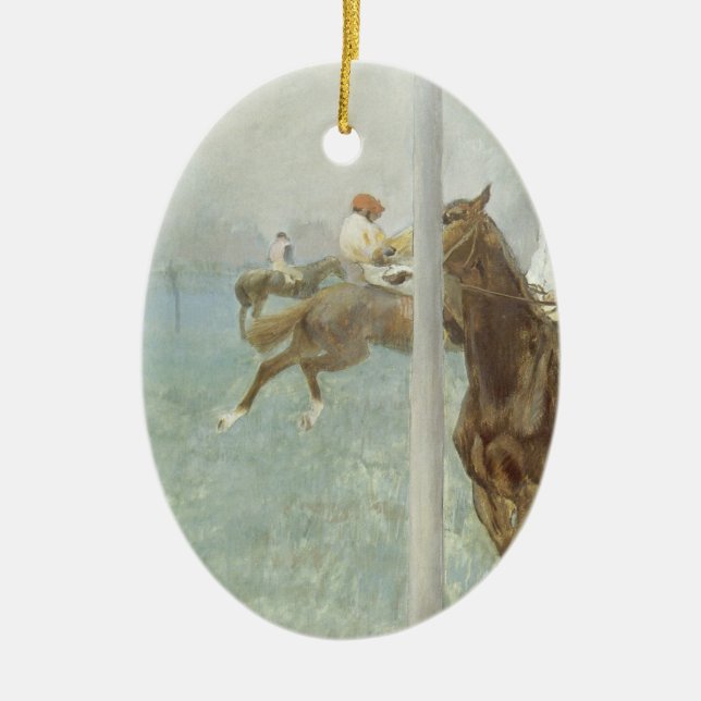 Jockeys Before the Race by Edgar Degas Ceramic Tree Decoration (Front)