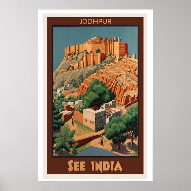 Jodhpur See India Vintage Travel Poster (Front)