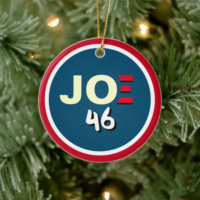 JOE 46 BIDEN Red White Blue Christmas Ceramic Tree Decoration (Tree)