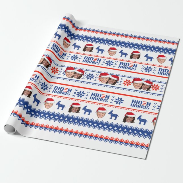 Joe and Kamala Christmas Wrapping Paper (Unrolled)