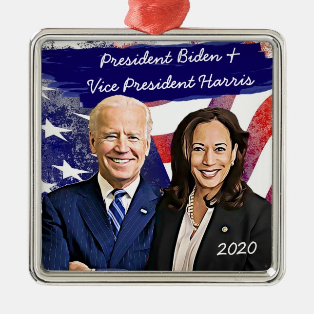Joe Biden and Kamala Harris 2020 US Election Metal Tree Decoration (Front)