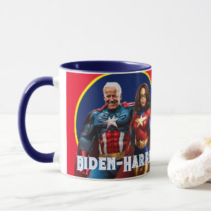 Joe Biden and Kamala Harris as  Superheros Mug