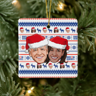 Joe Biden and Kamala Harris Christmas Ceramic Ornament