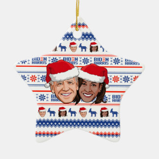 Joe Biden and Kamala Harris Christmas Ceramic Tree Decoration