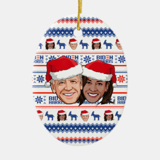 Joe Biden and Kamala Harris Christmas Ceramic Tree Decoration