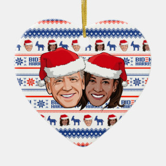 Joe Biden and Kamala Harris Christmas Ceramic Tree Decoration