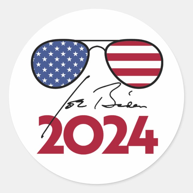 Joe Biden Aviators 2024 Classic Round Sticker (Front)