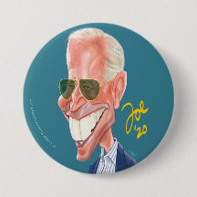 Joe Biden cartoon caricature election button