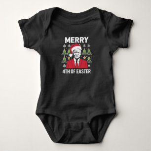 Joe Biden Christmas Santa Hat Merry 4th Of Easter Baby Bodysuit