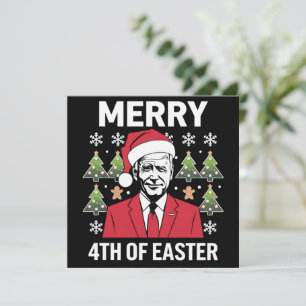Joe Biden Christmas Santa Hat Merry 4th Of Easter  Invitation
