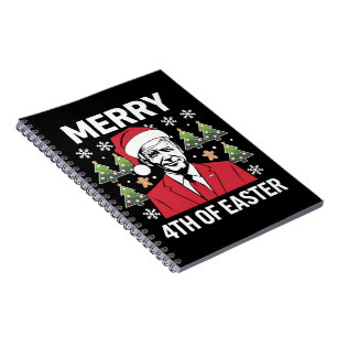 Joe Biden Christmas Santa Hat Merry 4th Of Easter Notebook