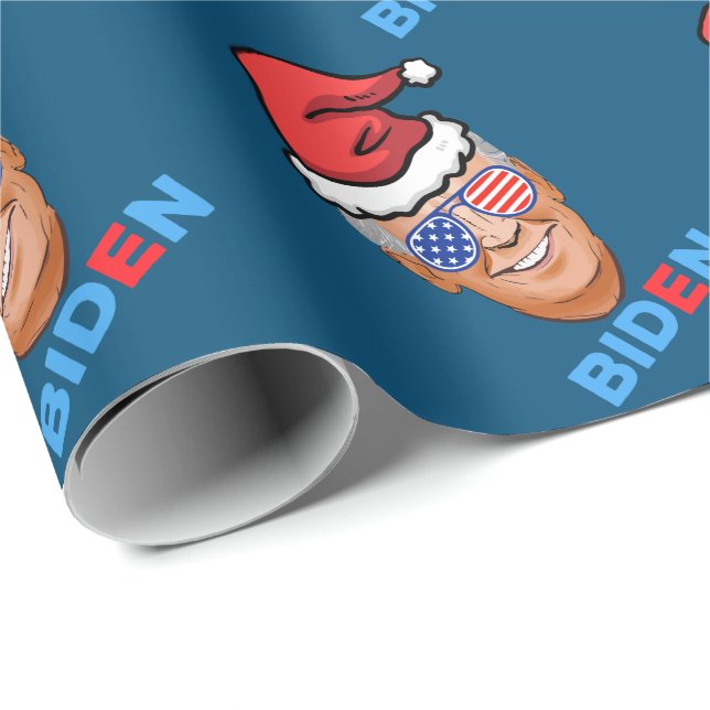 joe biden christmas santa hat wrapping paper (Roll Corner)