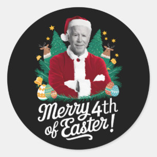 Joe Biden Christmas Santa Merry 4th Of Easter Xmas Classic Round Sticker