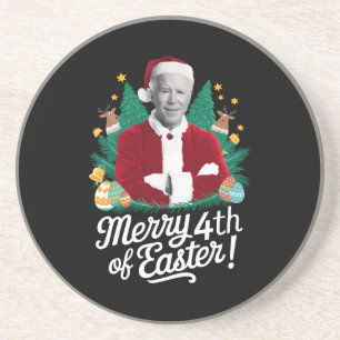 Joe Biden Christmas Santa Merry 4th Of Easter Xmas Coaster