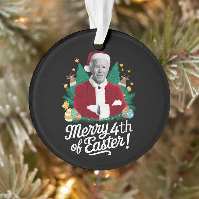 Joe Biden Christmas Santa Merry 4th Of Easter Xmas Ornament (Tree)