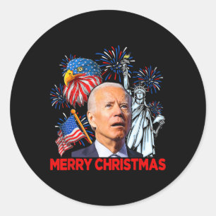 Joe Biden Confused Patriotic Merry Christmas For 4 Classic Round Sticker