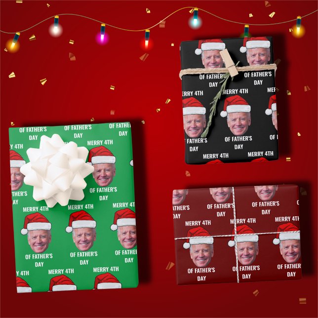 Joe Biden Confused Patriotic Merry Christmas  Wrapping Paper Sheet (Creator Uploaded)
