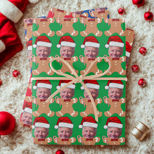 Joe Biden Custom Face Photo Gingerbread Xmas  Wrapping Paper Sheet
