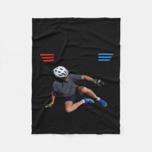 Joe Biden Falling Off Bicycle Biden Bike Meme Funn Fleece Blanket