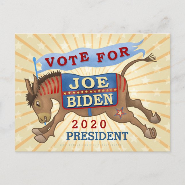 Joe Biden for President 2020 Democrat Donkey Postcard (Front)