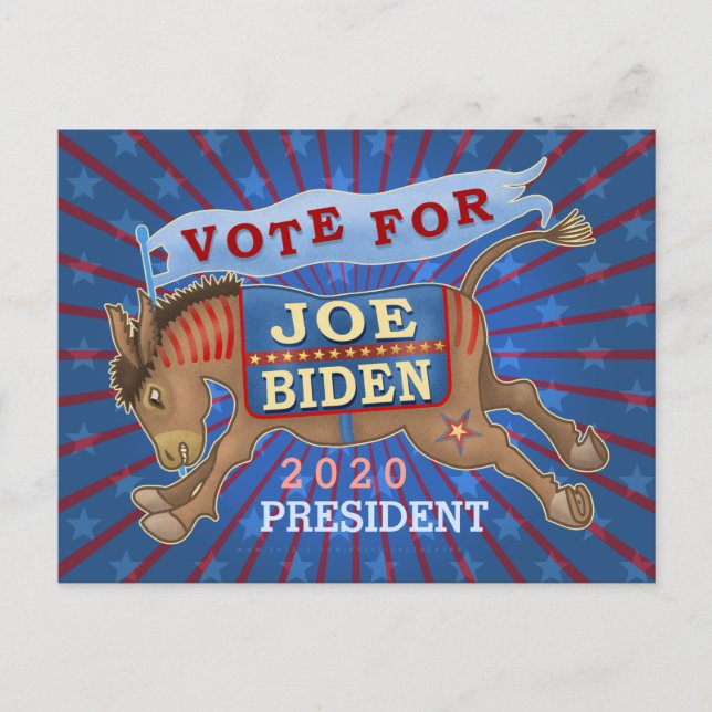 Joe Biden for President 2020 Democrat Donkey Postcard (Front)