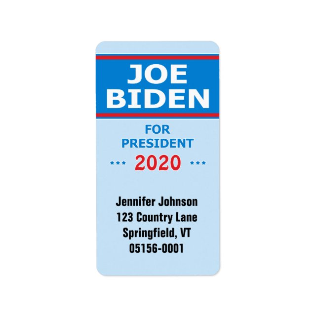 Joe Biden for President 2020 Label (Front)