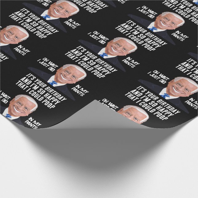 JOE BIDEN FUNNY BIRTHDAY POOP WRAPPING PAPER (Corner)