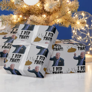 JOE BIDEN FUNNY POOP CHRISTMAS WRAPPING PAPER