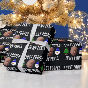 JOE BIDEN funny POOPED CHRISTMAS WRAPPING PAPER