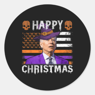 Joe Biden Happy Halloween Happy Christmas Us Flag Classic Round Sticker