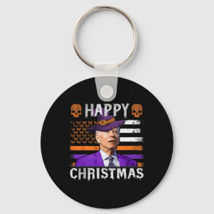 Joe Biden Happy Halloween Happy Christmas Us Flag Key Ring