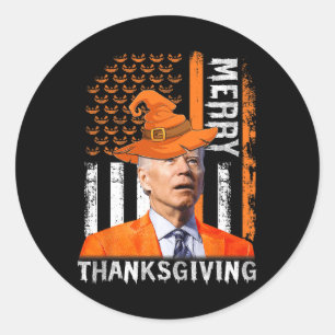 Joe Biden Happy Halloween Merry Thanksgiving US F Classic Round Sticker