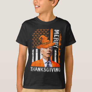 Joe Biden Happy Halloween Merry Thanksgiving Us Fl T-Shirt