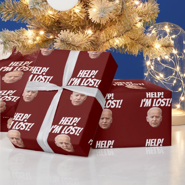 JOE BIDEN HELP! I'M LOST! FUNNY wrapping paper (Holidays)