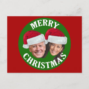 Joe Biden Kamala Harris 2020 w/ Santa Hats - Red Postcard