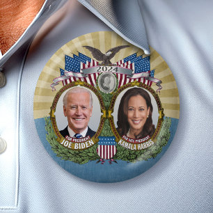 Joe Biden Kamala Harris 2024 - Jugate Photo 7.5 Cm Round Badge