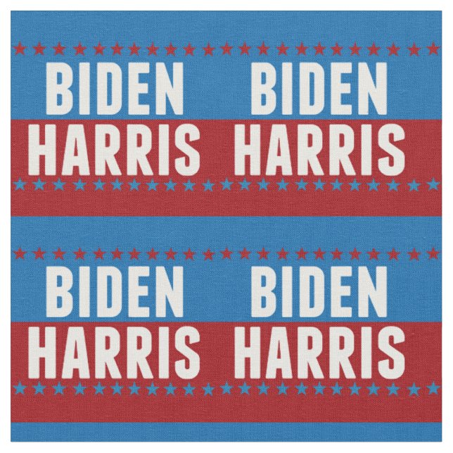 Joe Biden Kamala Harris Blue Red Stars Fabric (Close Up)