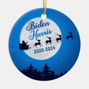 Joe Biden Kamala Harris Christmas Reindeer Ceramic Tree Decoration