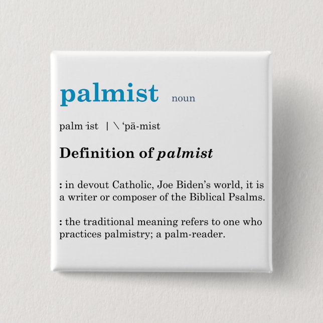 Joe Biden Palmist 15 Cm Square Badge (Front)