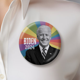 Joe Biden - photo with rainbow flag ray 6 Cm Round Badge