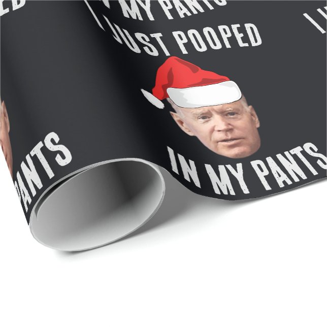 JOE BIDEN POOPED POOP FUNNY CHRISTMAS WRAPPING PAPER (Roll Corner)