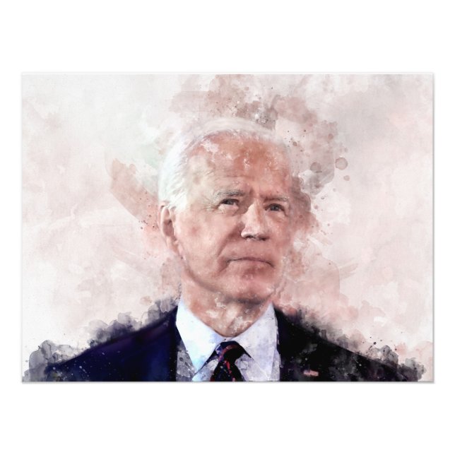 Joe Biden portrait in watercolor Photo Print (Front)