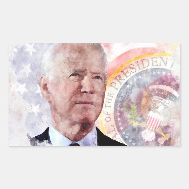 Joe Biden portrait, President of the United States Rectangular Sticker (Front)