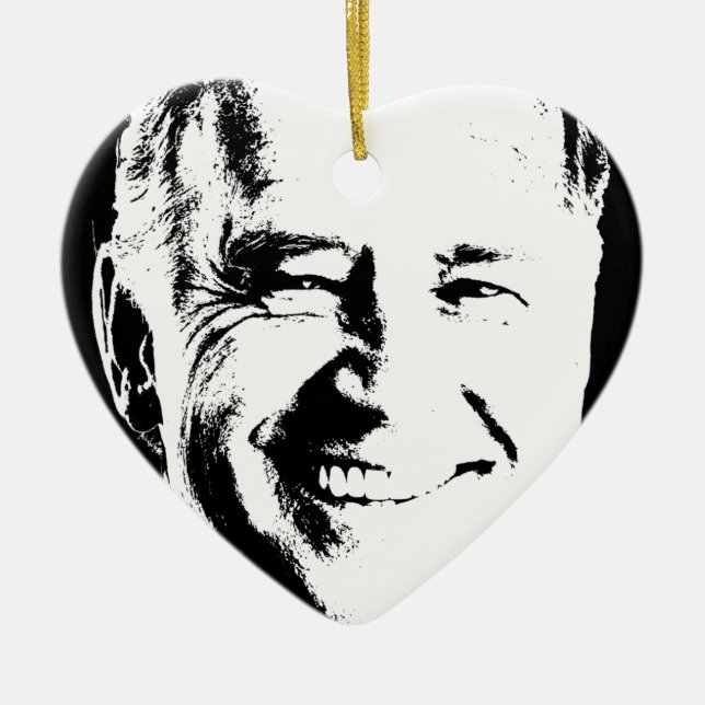 JOE BIDEN STAMP INK ART CERAMIC TREE DECORATION (Front)