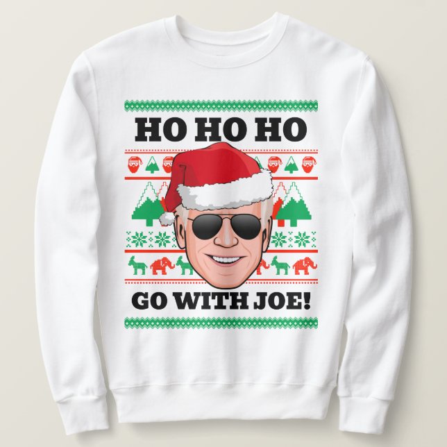 Joe Biden Ugly Christmas Sweater Go with Joe (Design Front)