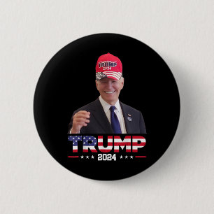 Joe Biden Wearing A Trump Hat 1  6 Cm Round Badge