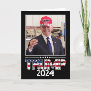 Joe Biden Wearing A Trump Hat Election 2024 Funny Card
