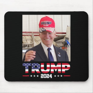 Joe Biden Wearing A Trump Hat  Mouse Pad