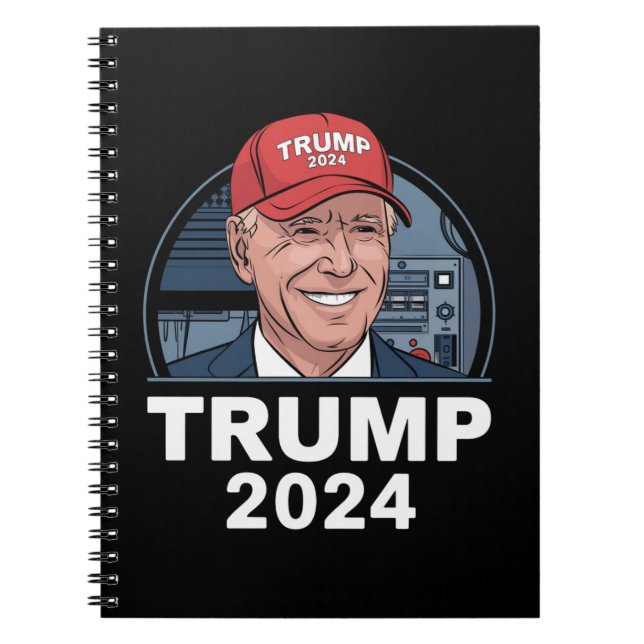 Joe biden Wearing A Trump Hat Notebook (Front)