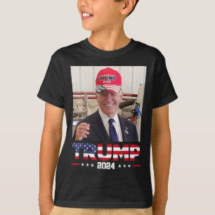 Joe Biden Wearing A Trump Hat T-Shirt